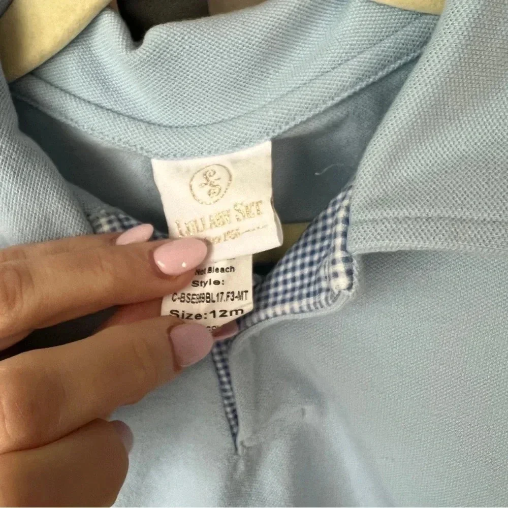 Lullaby Set polo short sleeve shirt collar baby boy toddler light blue button up